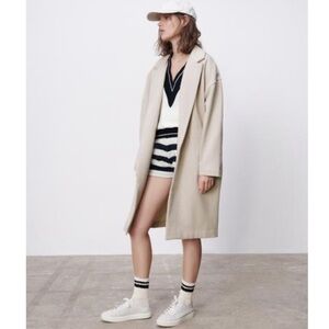 NWOT ZARA plush lapel collar coat